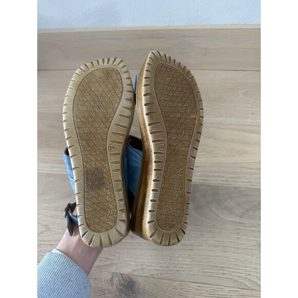 Bueno Maya Women's Sandals Shoes 39 8 8.5 Denim Color Leather Adjustable Wedge - Picture 5 of 6